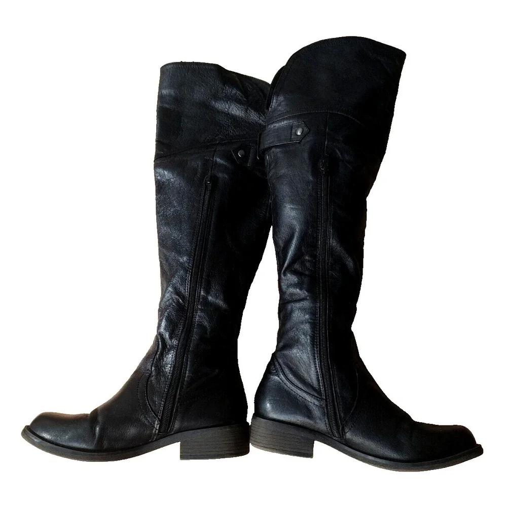 Steve Madden OTK Over Knee Women's Black Leather Boot Size 6M‎ 4441 *